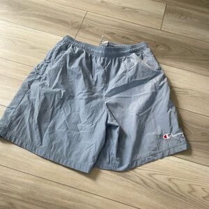 Champion Mens‎ Light Gray Drawstring Nylon Athletic Shorts Size Large